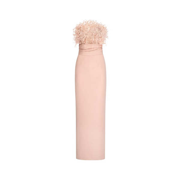 Oscar de la Renta Point d’Esprit Feather Embroidered Gown - Dresses - American Luxury Evening Wear at Luxury Shoes 