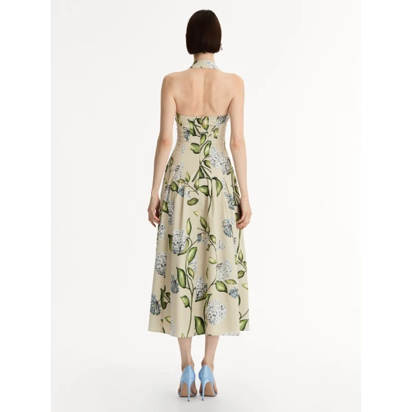 Oscar de la Renta Porcelain Flower Cotton Poplin Halter Dress - Dresses - American Luxury Evening Wear at Luxury Shoes 