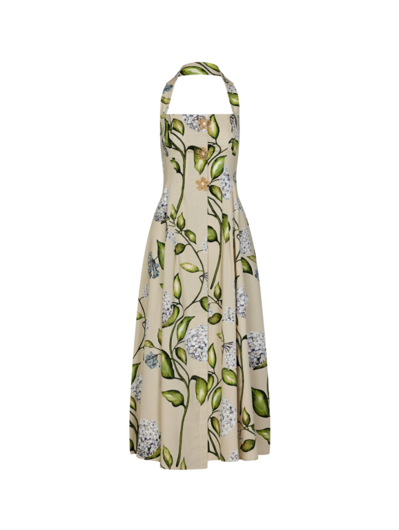 Oscar de la Renta Porcelain Flower Cotton Poplin Halter Dress - Dresses - American Luxury Evening Wear at Luxury Shoes 