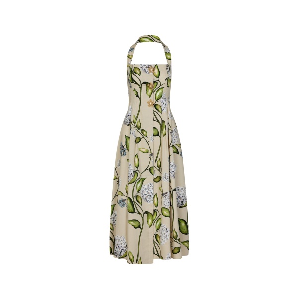 Oscar de la Renta Porcelain Flower Cotton Poplin Halter Dress - Dresses - American Luxury Evening Wear at Luxury Shoes 
