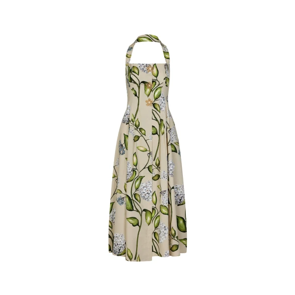 Oscar de la Renta Porcelain Flower Cotton Poplin Halter Dress - Dresses - American Luxury Evening Wear at Luxury Shoes 