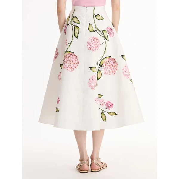 Oscar de la Renta Porcelain Flower Cotton Poplin Skirt - Skirts - American Luxury Evening Wear at Luxury Shoes 