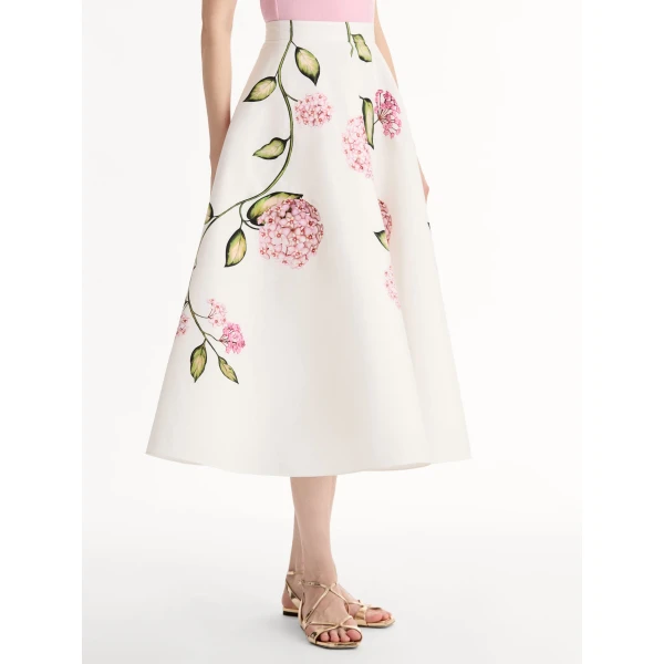 Oscar de la Renta Porcelain Flower Cotton Poplin Skirt - Skirts - American Luxury Evening Wear at Luxury Shoes 