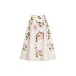 Oscar de la Renta Porcelain Flower Cotton Poplin Skirt