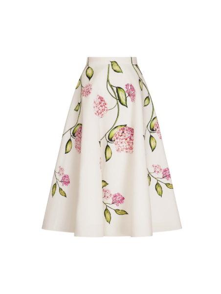 Oscar de la Renta Porcelain Flower Cotton Poplin Skirt - Skirts - American Luxury Evening Wear at Luxury Shoes 