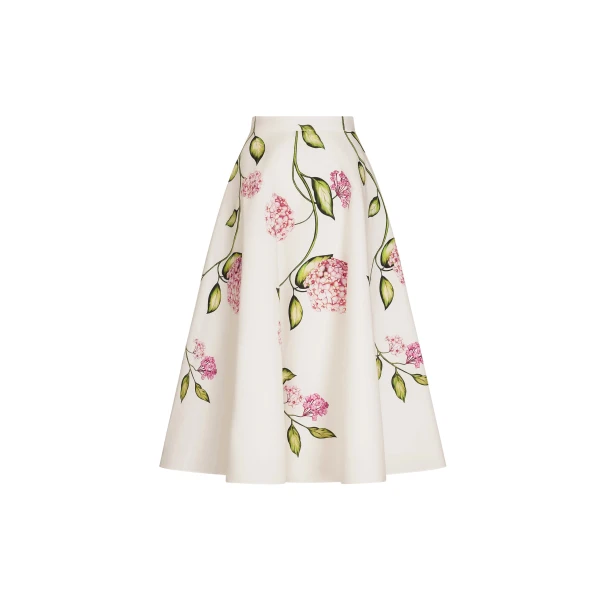 Oscar de la Renta Porcelain Flower Cotton Poplin Skirt - Skirts - American Luxury Evening Wear at Luxury Shoes 