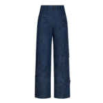 Oscar de la Renta Porcelain Flower Cutout Denim Pant - Pants - American Luxury Evening Wear at Luxury Shoes 
