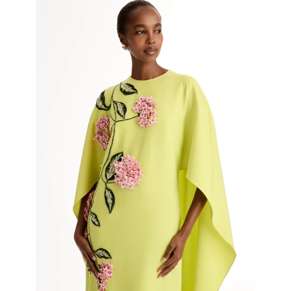 Oscar de la Renta Porcelain Flower Embroidered Caftan - Dresses - American Luxury Evening Wear at Luxury Shoes 