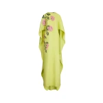 Oscar de la Renta Porcelain Flower Embroidered Caftan Dress