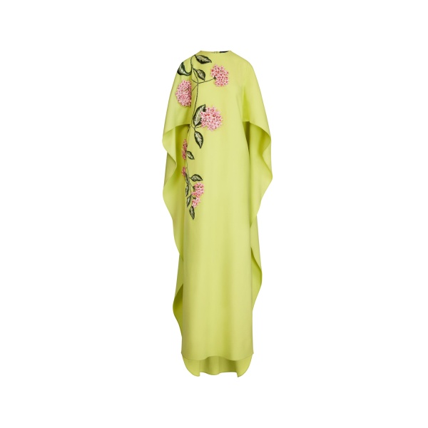 Oscar de la Renta Porcelain Flower Embroidered Caftan - Dresses - American Luxury Evening Wear at Luxury Shoes 