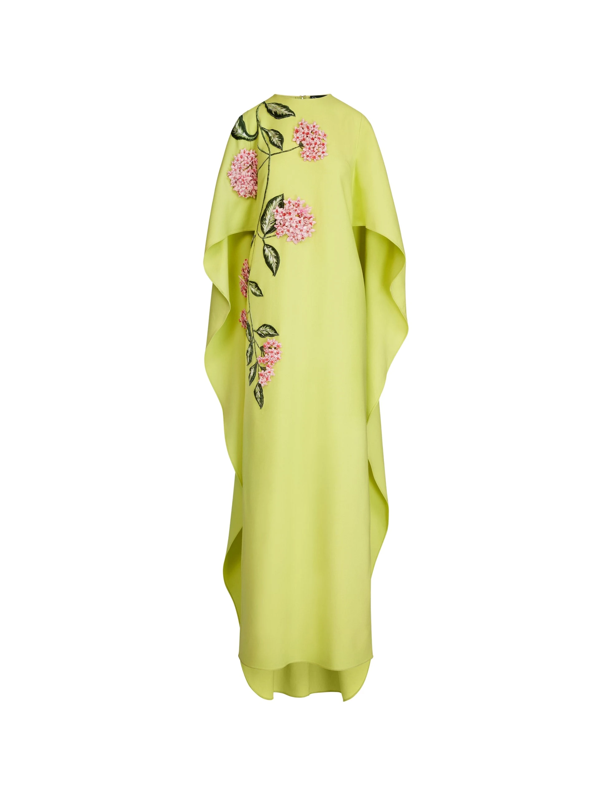 Oscar de la Renta Porcelain Flower Embroidered Caftan Dress