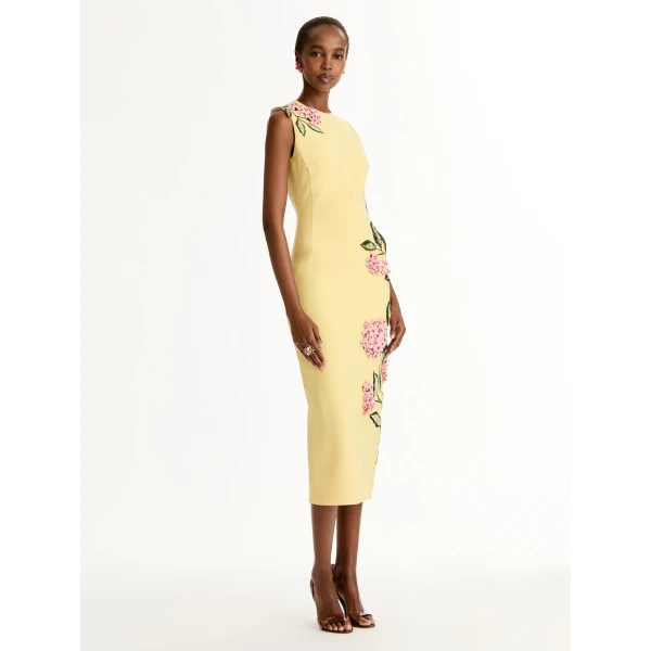Oscar de la Renta Porcelain Flower Embroidered Dress - Dresses - American Luxury Evening Wear at Luxury Shoes 