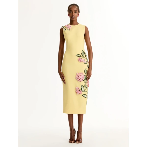 Oscar de la Renta Porcelain Flower Embroidered Dress - Dresses - American Luxury Evening Wear at Luxury Shoes 