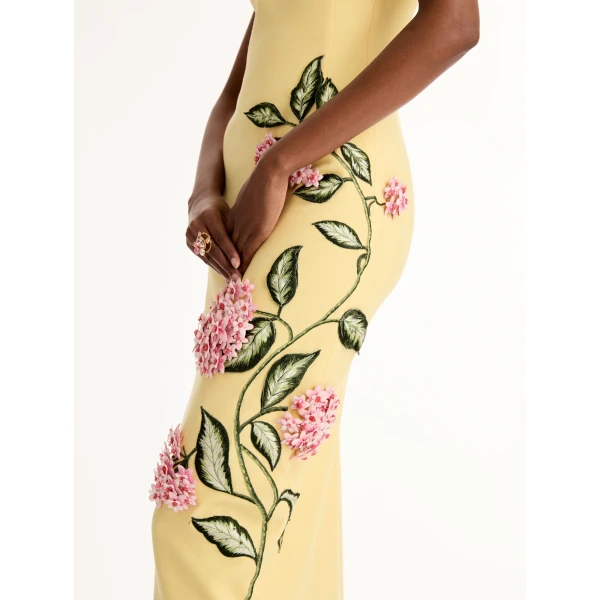 Oscar de la Renta Porcelain Flower Embroidered Dress - Dresses - American Luxury Evening Wear at Luxury Shoes 