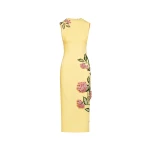 Oscar de la Renta Porcelain Flower Embroidered Dress