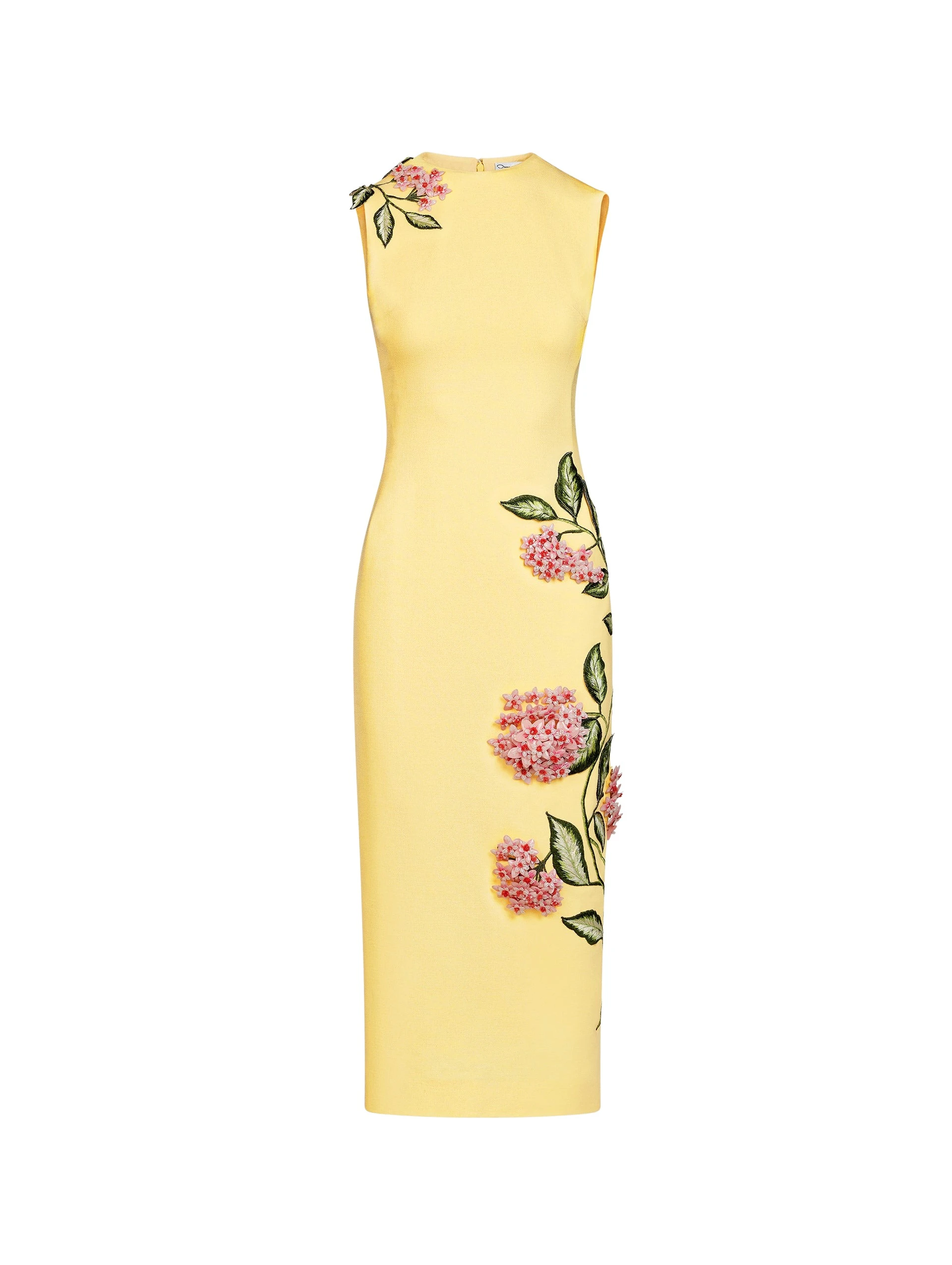 Oscar de la Renta Porcelain Flower Embroidered Dress