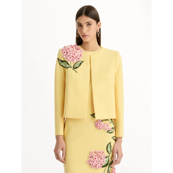 Oscar de la Renta Porcelain Flower Embroidered Jacket - Jackets - American Luxury Evening Wear at Luxury Shoes 