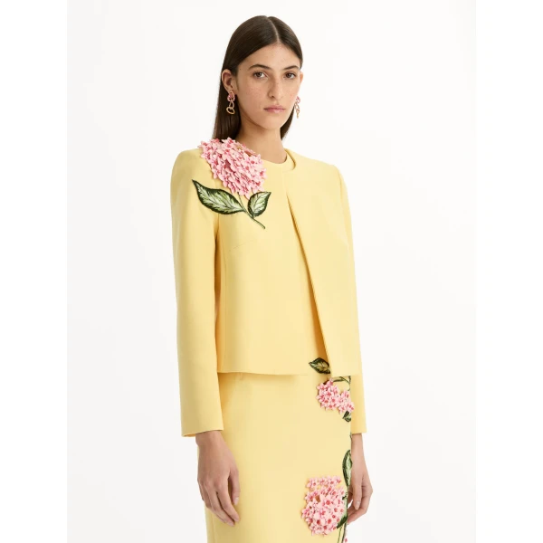 Oscar de la Renta Porcelain Flower Embroidered Jacket - Jackets - American Luxury Evening Wear at Luxury Shoes 