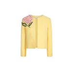 Oscar de la Renta Porcelain Flower Embroidered Jacket