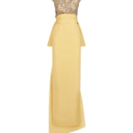 Oscar de la Renta Porcelain Flower Embroidered Short-Sleeve Gown - Dresses - American Luxury Evening Wear at Luxury Shoes 