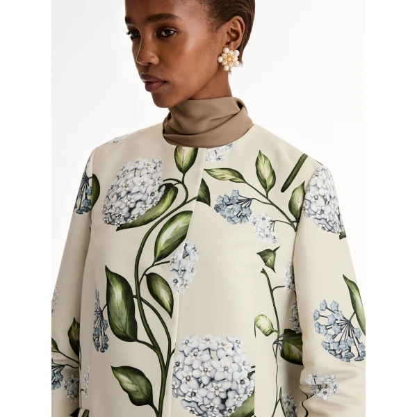Oscar de la Renta Porcelain Flower Faille Coat - Coats - American Luxury Evening Wear at Luxury Shoes 