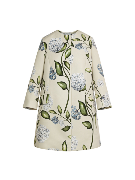 Oscar de la Renta Porcelain Flower Faille Coat - Coats - American Luxury Evening Wear at Luxury Shoes 