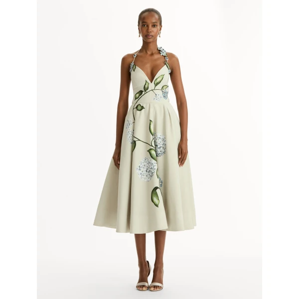 Oscar de la Renta Porcelain Flower Faille Cocktail Dress - Dresses - American Luxury Evening Wear at Luxury Shoes 