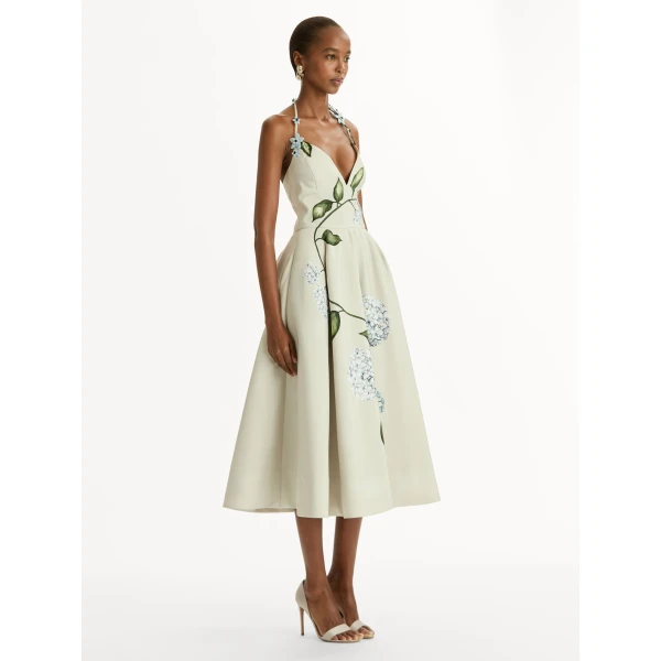 Oscar de la Renta Porcelain Flower Faille Cocktail Dress - Dresses - American Luxury Evening Wear at Luxury Shoes 