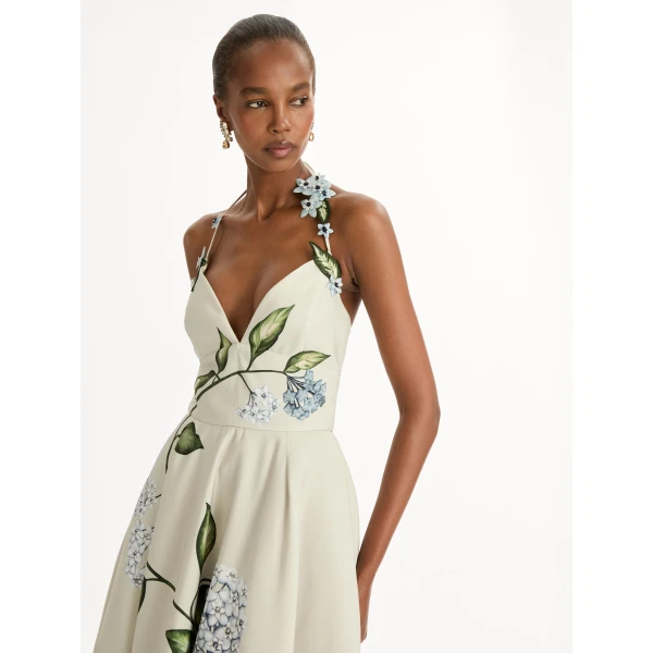 Oscar de la Renta Porcelain Flower Faille Cocktail Dress - Dresses - American Luxury Evening Wear at Luxury Shoes 
