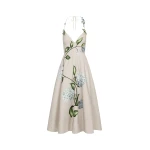 Oscar de la Renta Porcelain Flower Faille Cocktail Dress