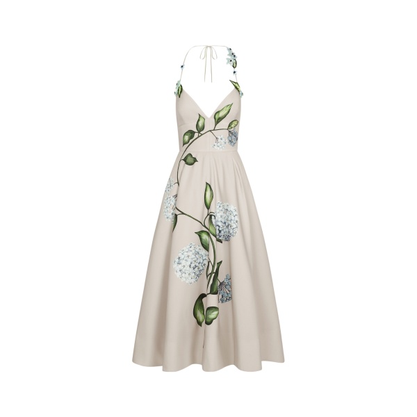 Oscar de la Renta Porcelain Flower Faille Cocktail Dress - Dresses - American Luxury Evening Wear at Luxury Shoes 