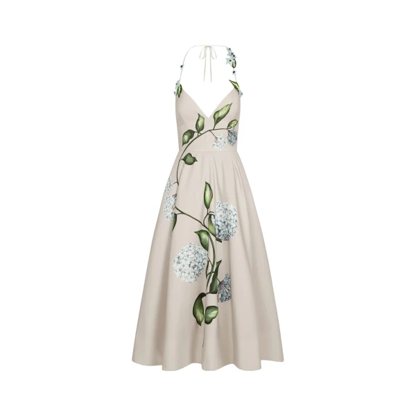 Oscar de la Renta Porcelain Flower Faille Cocktail Dress - Dresses - American Luxury Evening Wear at Luxury Shoes 
