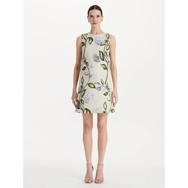 Oscar de la Renta Porcelain Flower Faille Shift Dress - Dresses - American Luxury Evening Wear at Luxury Shoes 
