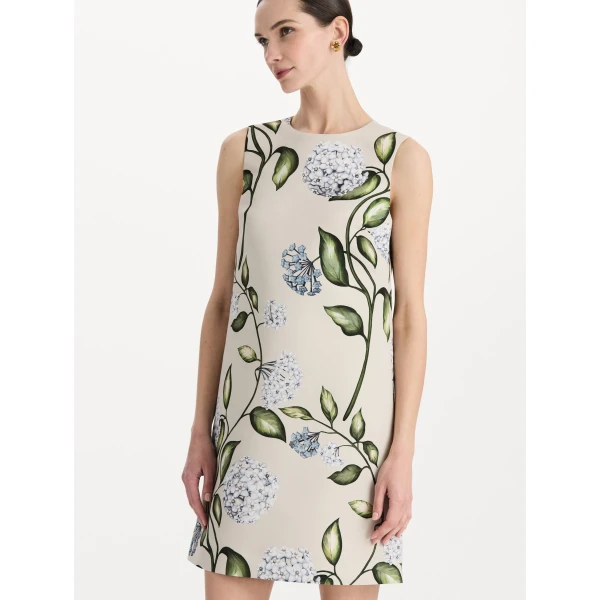 Oscar de la Renta Porcelain Flower Faille Shift Dress - Dresses - American Luxury Evening Wear at Luxury Shoes 