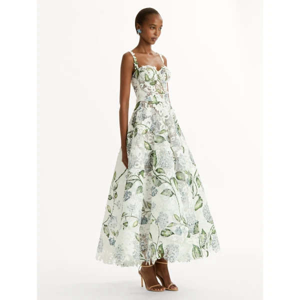 Oscar de la Renta Porcelain Flower Guipure Cocktail Dress - Dresses - American Luxury Evening Wear at Luxury Shoes 
