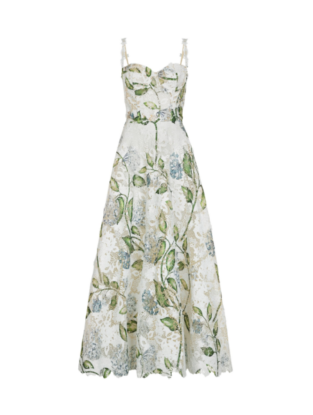 Oscar de la Renta Porcelain Flower Guipure Cocktail Dress - Dresses - American Luxury Evening Wear at Luxury Shoes 