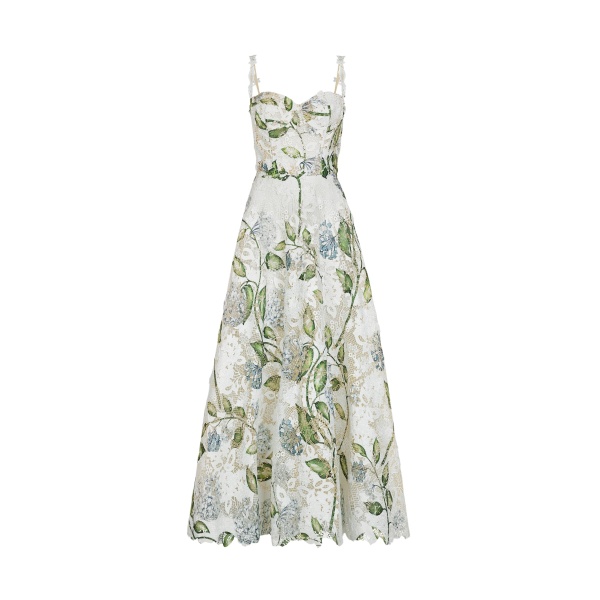 Oscar de la Renta Porcelain Flower Guipure Cocktail Dress - Dresses - American Luxury Evening Wear at Luxury Shoes 