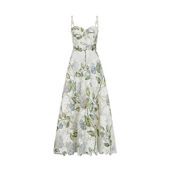 Oscar de la Renta Porcelain Flower Guipure Cocktail Dress - Dresses - American Luxury Evening Wear at Luxury Shoes 