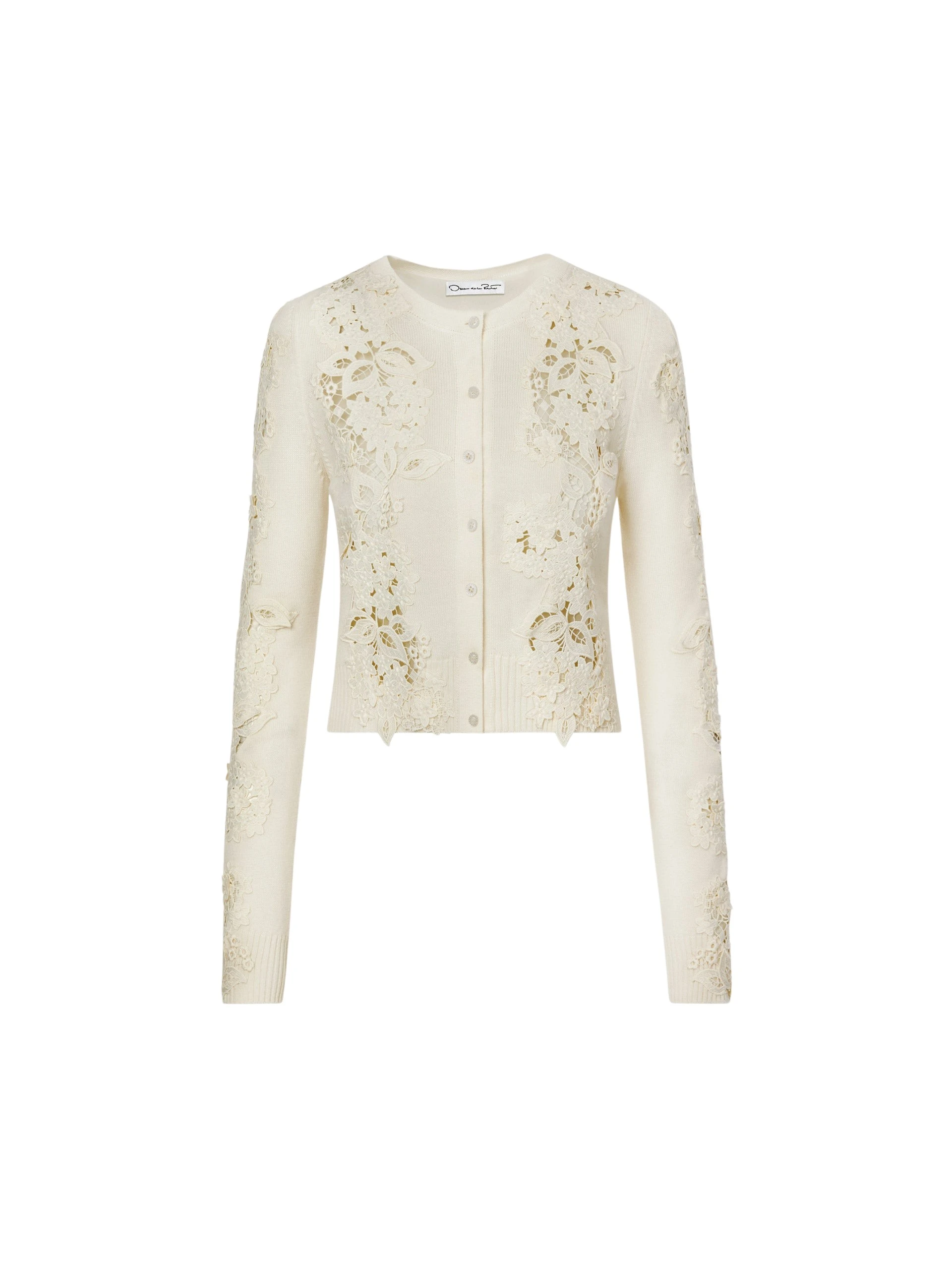 Porcelain Flower Guipure Insert Cardigan