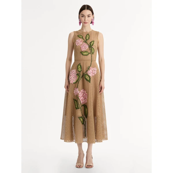 Oscar de la Renta Porcelain Flower Lattice Dress - Dresses - American Luxury Evening Wear at Luxury Shoes 