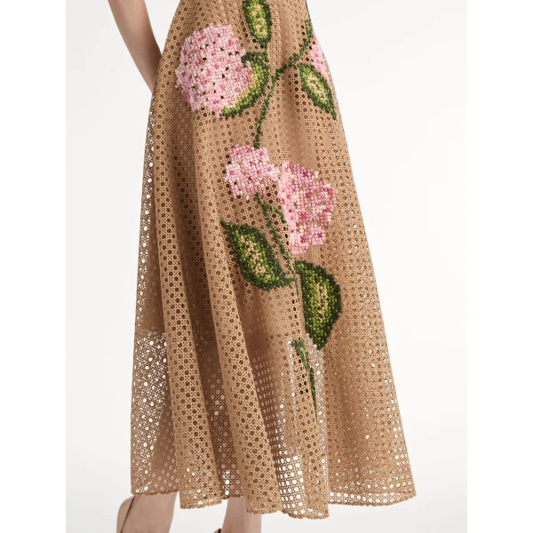 Oscar de la Renta Porcelain Flower Lattice Dress - Dresses - American Luxury Evening Wear at Luxury Shoes 