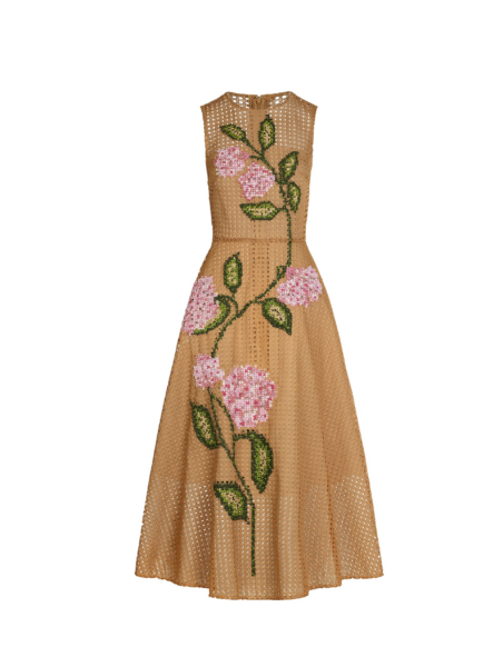 Oscar de la Renta Porcelain Flower Lattice Dress - Dresses - American Luxury Evening Wear at Luxury Shoes 