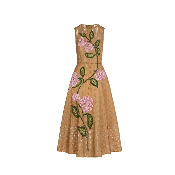 Oscar de la Renta Porcelain Flower Lattice Dress - Dresses - American Luxury Evening Wear at Luxury Shoes 