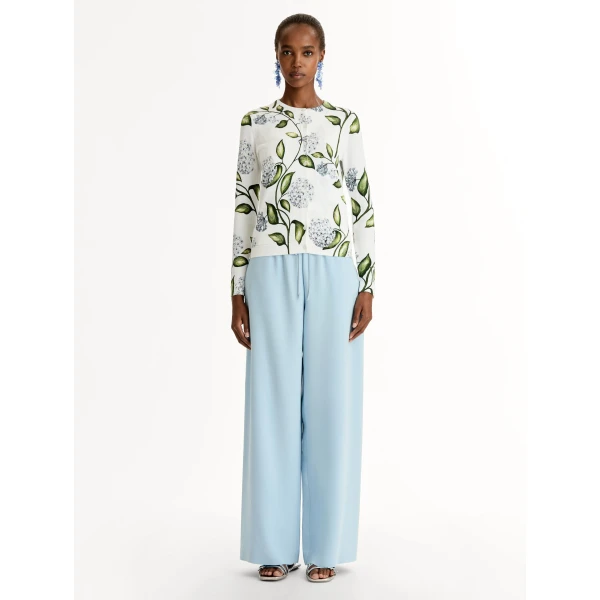 Oscar de la Renta Porcelain Flower-Printed Cardigan - Knitwear - American Luxury Evening Wear at Luxury Shoes 