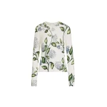 Oscar de la Renta Porcelain Flower-Printed Cardigan