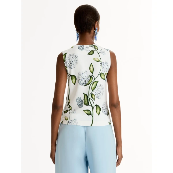 Oscar de la Renta Porcelain Flower-Printed Tank - Tops - American Luxury Evening Wear at Luxury Shoes 