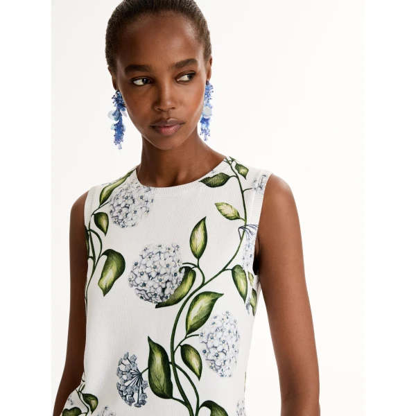 Oscar de la Renta Porcelain Flower-Printed Tank - Tops - American Luxury Evening Wear at Luxury Shoes 