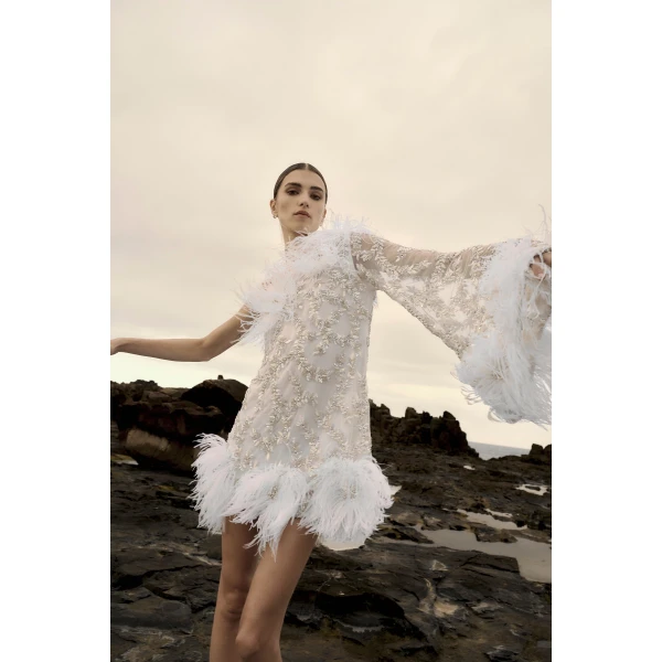 Rachel Gilbert Alby Mini Dress - Rachel Gilbert Ivory - Australian Luxury Evening Wear at Luxury Shoes 