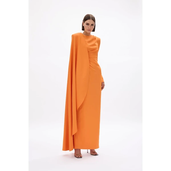 Rachel Gilbert Dion Cape Gown - Rachel Gilbert Orange - Australian Luxury Evening Wear at Luxury Shoes 