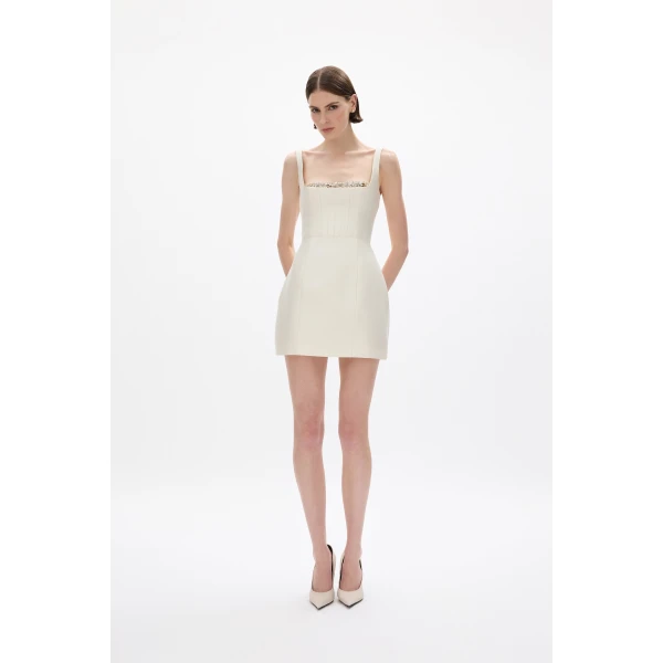 Rachel Gilbert Ludovica Trim Mini Dress - Rachel Gilbert Ivory - Australian Luxury Evening Wear at Luxury Shoes 